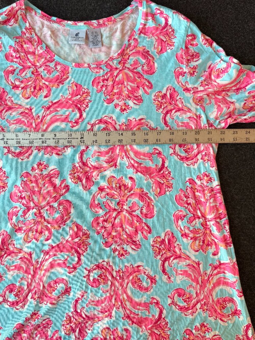 Caribbean Joe Swim Cover Up Dress XXL Tropical 3/4 Sleeve Pink Blue - Picture 4 of 6